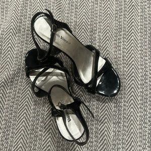 Varsavia Viamara Sexy strappy black high heels 5 inch dancer size 10 stiletto